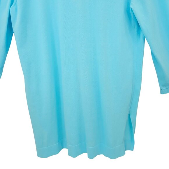 Chicos Cardigan Womens 2 US L Single Button Lightweight Stretch V Neck Aqua Blue - Picture 14 of 16